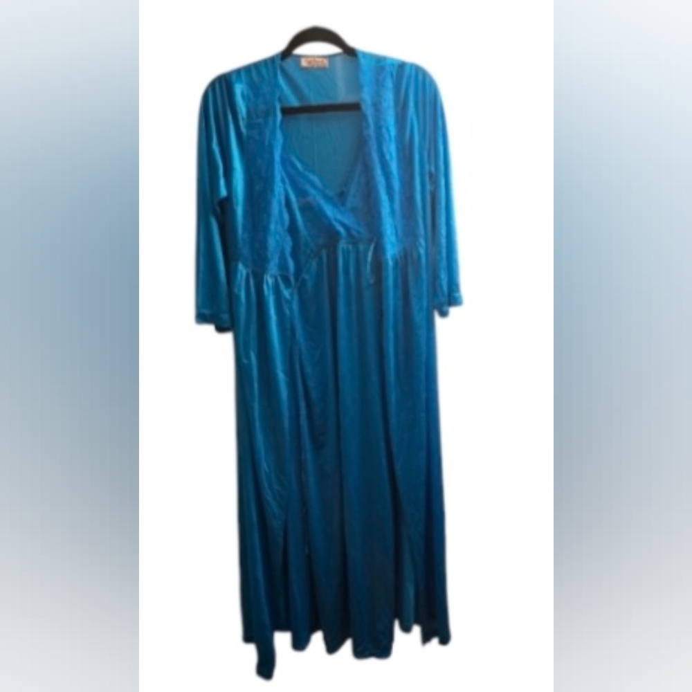Vintage Gilead dress lingerie and robe, blue. Size xs-s - Picture 1 of 14